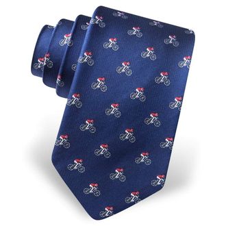 Alynn Mens 100% Silk The Spin Bike Riding Red Riders Cycling Bicycle Tie Necktie