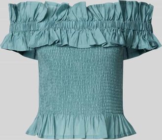 Copenhagen Muse Blusenshirt mit Carmen-Ausschnitt Modell MOLLY in Petrol, Größe L