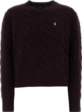 Polo Ralph Lauren Trui van wol en kasjmier met kabelssteek - Dames - Ronde hals truien - Paars - S - Wol - Truien & Vesten