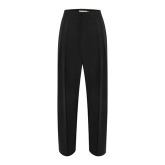 Inwear Black Pleated Pant with Wide Waistband - female - InWear - Wide Trousers - Black - L - Trousers