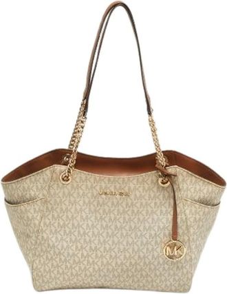 Michael Kors Pre-owned Tote Bags, female, White, Size: ONE SIZE Pre-owned Coated Canvas Shoulder Bag