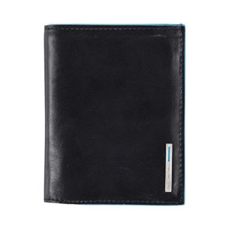 Piquadro Blauwe Vierkante Verticale Portemonnee - Heren - Accessoires - Zwart - Maat: ONE Size Katoen