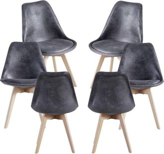 Regalos Miguel Regalos Miguel - Packs Sillas Comedor - Pack 6 Sillas Synk Vintage - Gris Oscuro