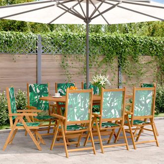 vidaXL Vidaxl - Sillas De Jard&iacute;n Reclinables 8 Uds Madera Maciza Y Tela Verde