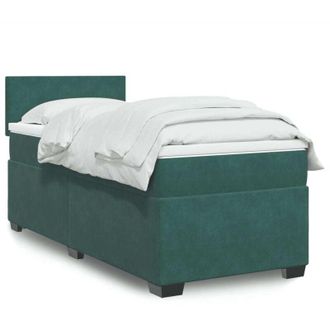 vidaXL Vidaxl - Cama Box Spring Con Colch&oacute;n Terciopelo Verde Oscuro 90x190 Cm
