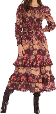 Allison New York Tessa Long Sleeve Floral Top In Brown Floral