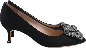 Manolo Blahnik Hangisi 70 Pumps in Black Satin