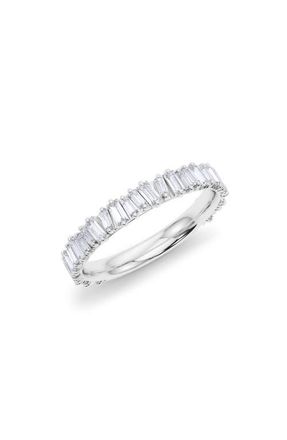 HauteCarat Lab Created Baguette Diamond Band Ring in 18K White Gold at Nordstrom, Size 5.5