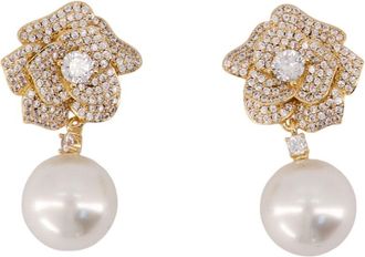 Self Portrait Womens Mini Flower Pearl Earrings Self Portrait Metal Gold Jewelry-Watches