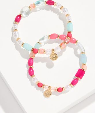 Talbots Delightful Beaded Bracelet Set - Bright Pink - 001 Talbots