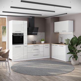 Vicco Cocina Fame-line, Blanco Alto Brillo/blanco, 220 X 120 Cm, Et Antracita, Vicco