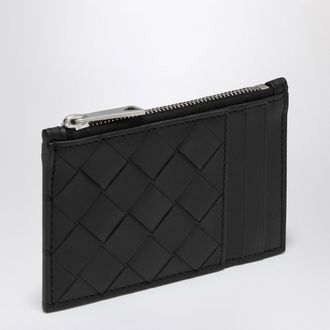 Bottega Veneta Black leather card case with intrecciato pattern