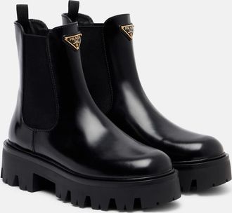 Prada Logo leather platform Chelsea boots