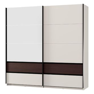 Dmora Armario 2 Puertas Dmora, Dormitorio 2 Estantes, Perchero, Apertura Corredera, 220x217h Cm Blanco Crema