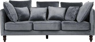 Beliani Beliani - Modern Velvet Fabric Sofa 3 Seater Loose Pillows Back Grey Fenstad