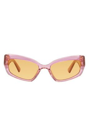 Kurt Geiger 55mm Rectangular Sunglasses in Pink Yellow/Yellow at Nordstrom