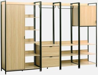 Sweeek Kit De Vestidor Modular Con 4 Elementos, Clever, Negro, 280x48x190 Cm