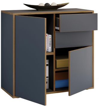 VCM Caja De Cajones De Madera Tabla Lateral Con Puertas Giratorias Y Cajones Muebles De Oficina Al. 74 X An. 80 X T. 33cm - Salia (antracita) - Vcm