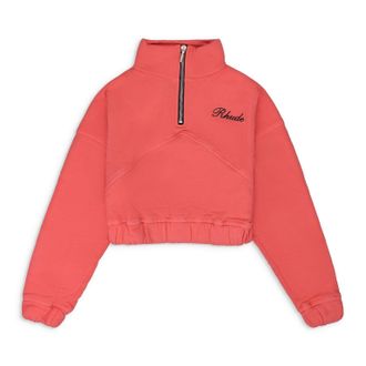 Rhude Pink Logo Cropped Quarter Zip Sweater