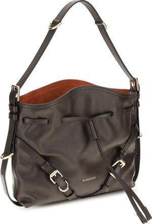 Givenchy Womens Small Voyou Bucket Handbag Glossy Leather Chocolate Calf Bos Taurus Bags