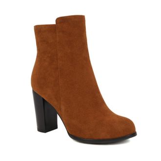 Generic Womens Faux Suede Ankle Boots with Platform Chunky Heel,Fall Winter Casual Style,Brown,7.5 UK