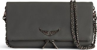 Zadig&Voltaire Rock Grained Leather Crossbody Bag in Road Silver at Nordstrom