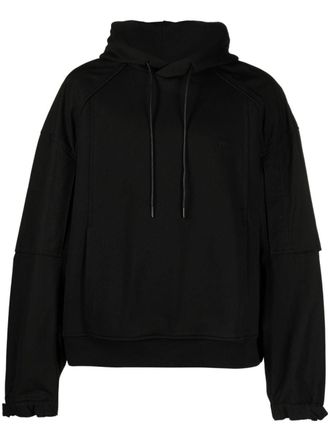 Juun.J logo-embroidered cotton hoodie - men - Cotton - M - Black