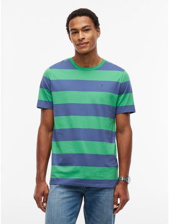 Tommy Hilfiger Mens Rugby Stripe T-Shirt - Coastal Green - XXL