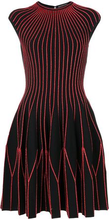 Alexander McQueen capped-sleeve knitted dress - Zwart