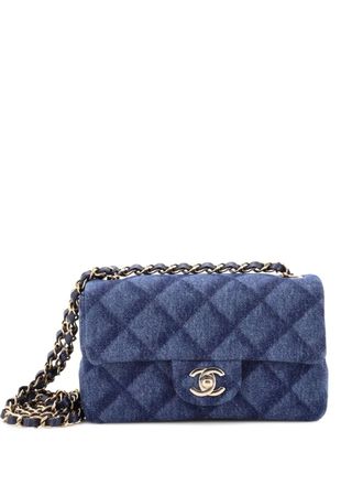 Chanel Classic Single Flap Bag 3D Quilt Printed Denim Mini crossbody bag - Blue