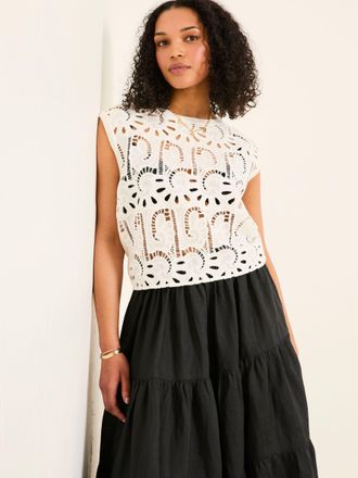 Fat Face FatFace Clover Ivory Crochet Top