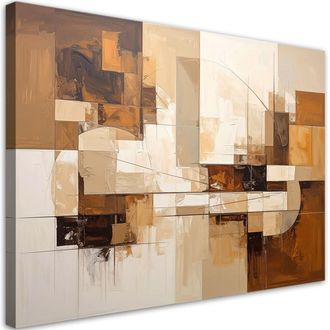 Feeby Cuadro Sobre Lienzo, Abstracto Geom&eacute;trico En Tonos Beige, 120x80