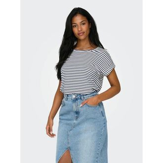 Only T-shirt met fijne strepen, korte mouwen
