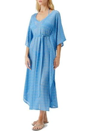 Melissa Odabash June Mixed Stitch Tie Waist Cover-Up Maxi Dress in Ocean at Nordstrom Rack