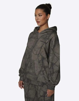 Good For Nothing felpa con cappuccio oversize in pile di cotone mimetico grigio