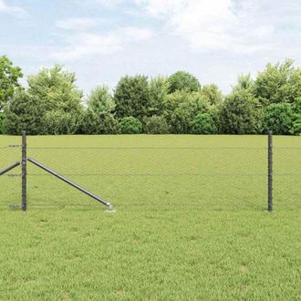 vidaXL Reja Con Postes Gris 0.4 X 50 M Acero Recubierto De Pvc Vidaxl