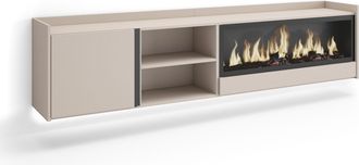 Skraut Home Skraut Home - Mueble Tv, Televisi&oacute;n, Muebles De Sal&oacute;n, Almacenaje, 212x35x50cm, Para Tv Hasta 80, Chimenea El&eacute;ctrica Xxl, Colgado, Suspendido, Led, Es
