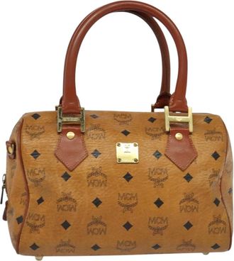 MCM Visetos Brown Canvas Handbag (Pre-Owned)