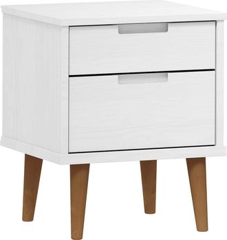 vidaXL Vidaxl - Mesita De Noche Molde Madera Maciza De Pino Blanca 40x35x48 Cm