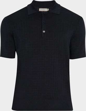 Canali Mens Grid Jacquard Polo Sweater