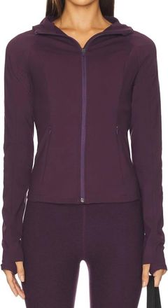 Beyond Yoga Front Zipper Jacket In Eggplant