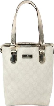 Gucci Pre-owned Canvas Tote Bag - Dames - Vintage Shopper - Wit - ONE Size - Vintage