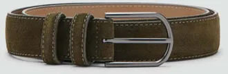 Mango Cintura pelle crosta di cuoio kaki - Uomo - 80 - MANGO MAN