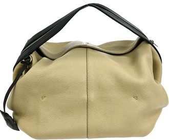 Loewe Vintage Handbag Leather Beige Leather Handbag (Pre-Owned)