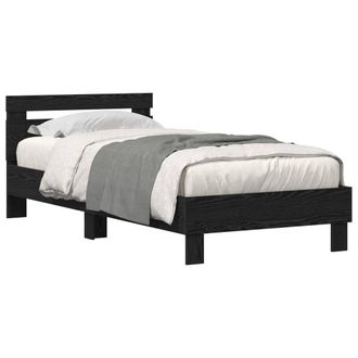 Berkfield Home Modern Bed Frame with LED Lights Black Oak 90x190 cm Engineered Wood