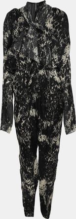 Lanvin Black/cream Printed Silk Jumpsuit