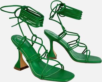 XY London Womens XY London Womens/Ladies Briar Square Toe Lace Up Sculptured Mid Heel Sandals - Green - Size: 5