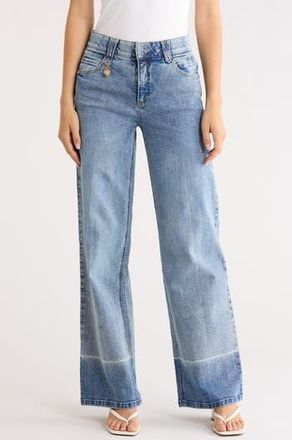 Democracy Shadow Hem Wide Leg Jeans in Mid Blue at Nordstrom Rack, Size 12