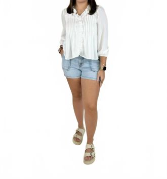 Dear John Denim High Rise Patch Pocket Shorts In Light Wash Denim