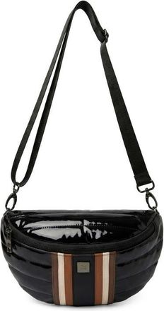 Think Royln Little Runaway Belt Bag in Black Patent Nylon W/Stripe at Nordstrom